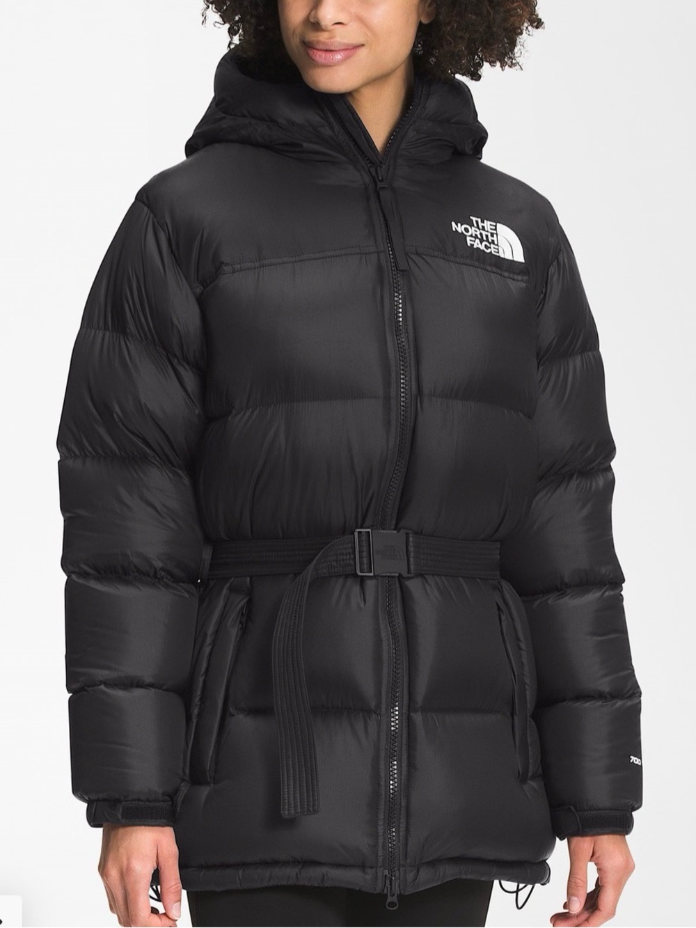 The North Face Nuptse Belted Mid Down Puffer Jacket Black 700 Fill Coat Sz XL